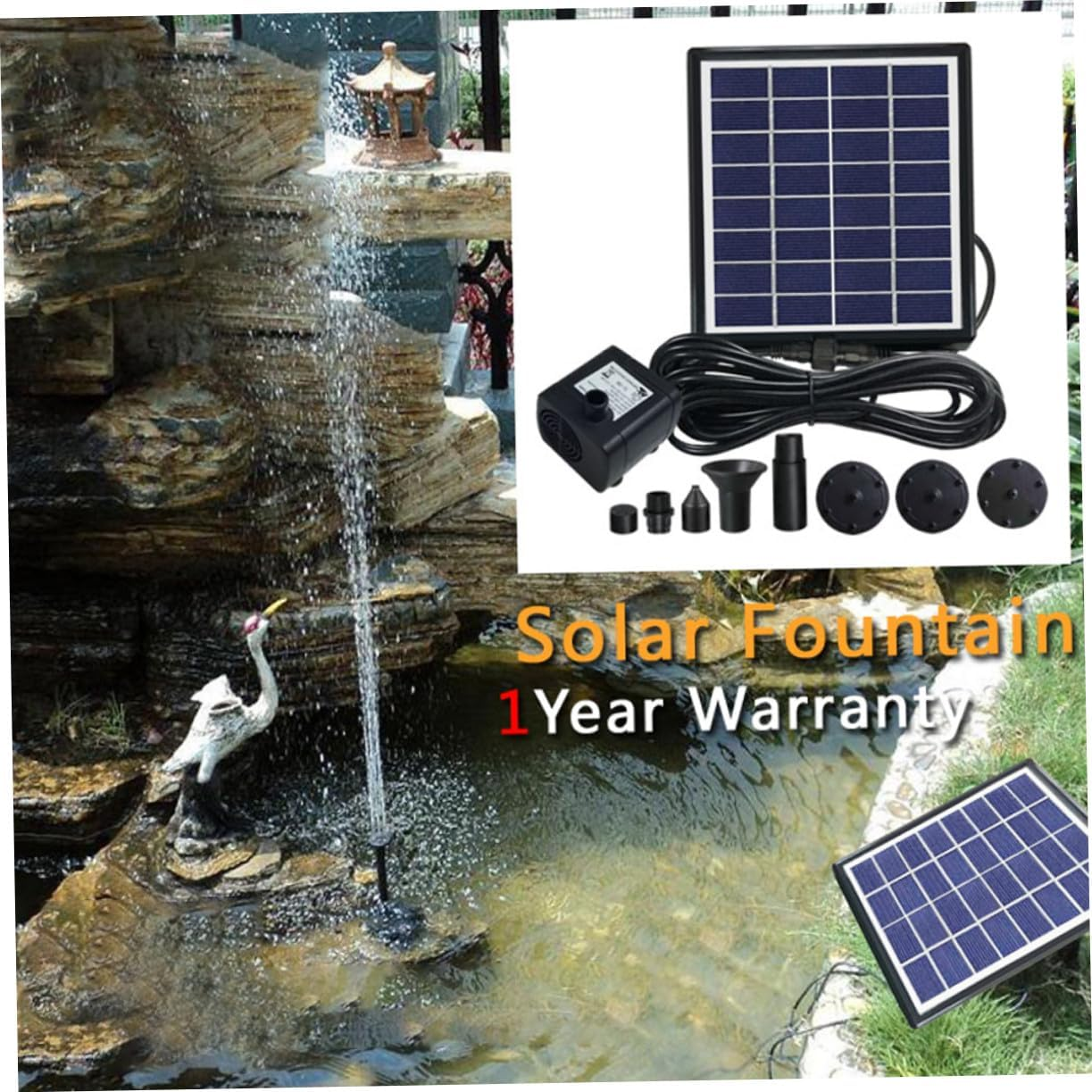 Gatuida Solar Floating Fountain Pump Solar Powered Garden Water Fountain for Fish Outdoor Landscape Aeration Pool Decoration Black image number 3