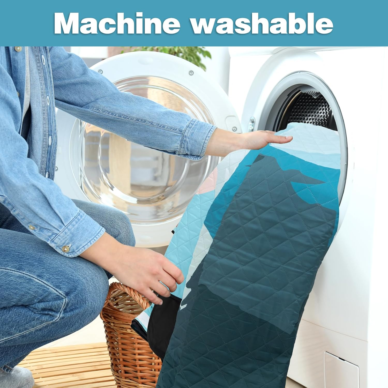 PY SUPER MODE Extra Large Waterproof Picnic Blankets 83X79 Inches - 5 Layer Outdoor Picnic Mat for Beach Camping Park Lawn, Windproof Anchor System with Stakes, Foldable Blue&Brown - Blue Leaves image number 2