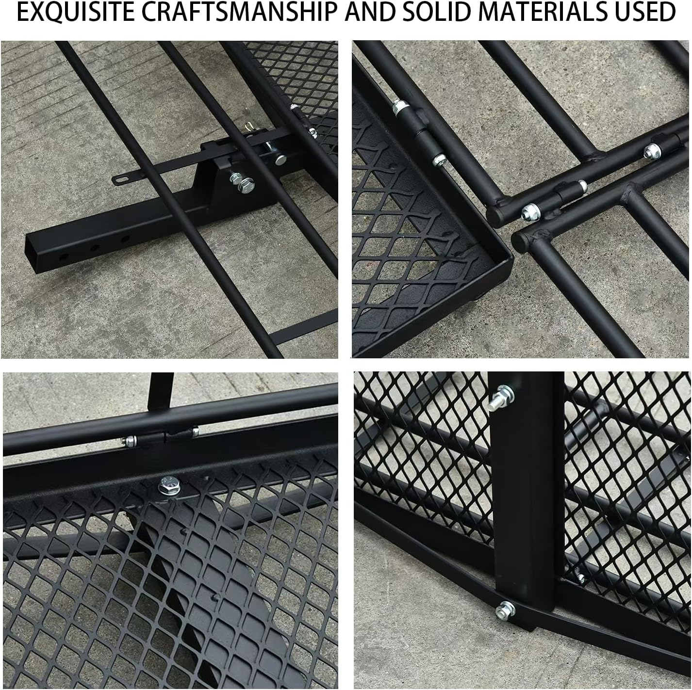 500 Lbs Heavy Duty Hitch Mount Cargo Carrier 60" X 24" X 14.4" Folding Cargo Rack Rear Luggage Basket Fits 2" Receiver for Car SUV Camping Traveling image number 4