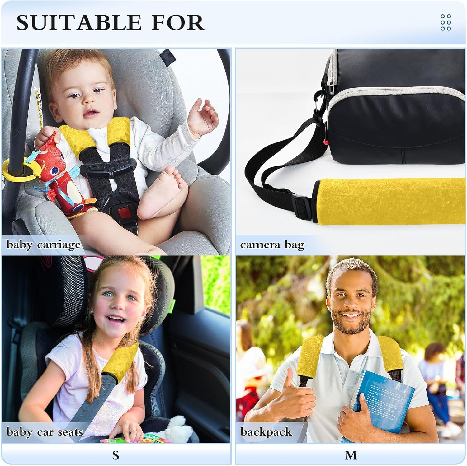 RPLIFE Chrome Yellow Car Seatbelt Cover Soft Padded Seatbelt Cover, Seat Belt Cushion Washable, Seat Belt Padding Women, E07Q23018 image number 2