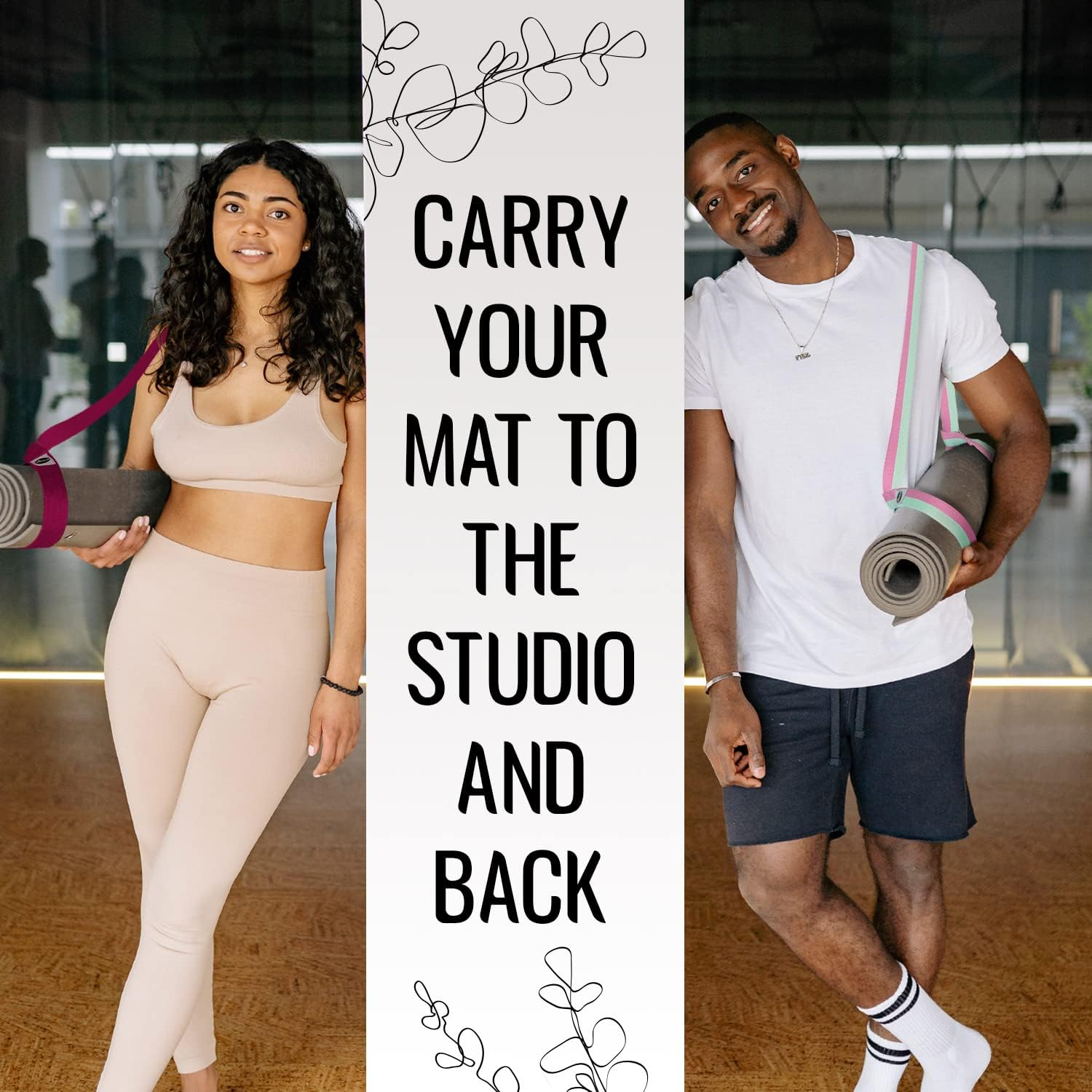 TECEUM [New 2023] Yoga Mat Strap &ndash; 15+ Colors &ndash; Adjustable Mat Holder Sling for All Mats [Mat Not Included] - Almond image number 6