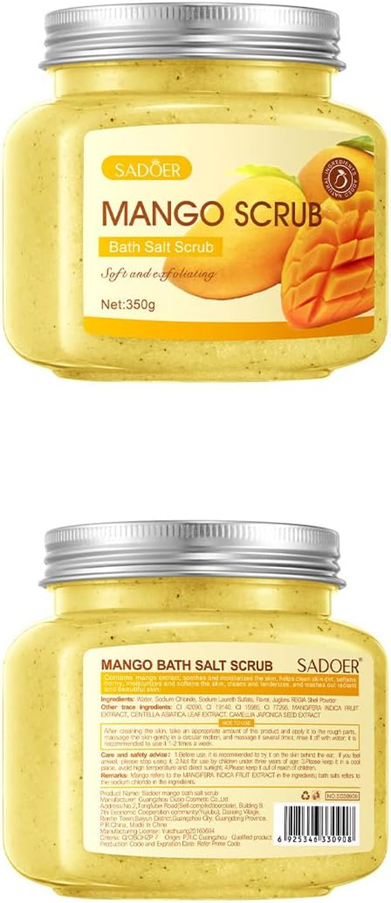 Exfoliating Body Scrub,Body Scrub, Mango Bath Salt Scrub, Cleansing Pores, and Body Care. (Mango Bath Salt Scrub 350G) - Blueberry Bath Salt Scrub 350G image number 6