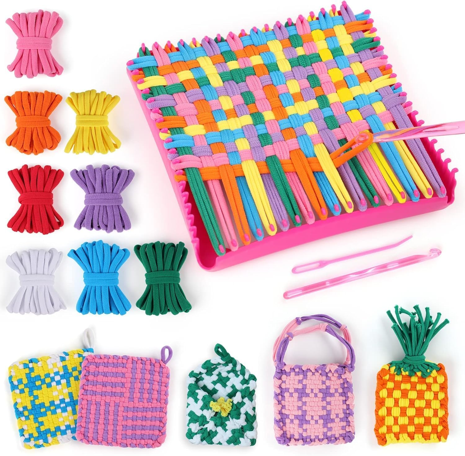 CYZAM Weaving Loom Kit Toys, DIY Art and Craft for Kids Adults, Girls Toys for Ages 6-12 Years Old, Easy Potholder Loom Knitting Activity for Beginners image number 2