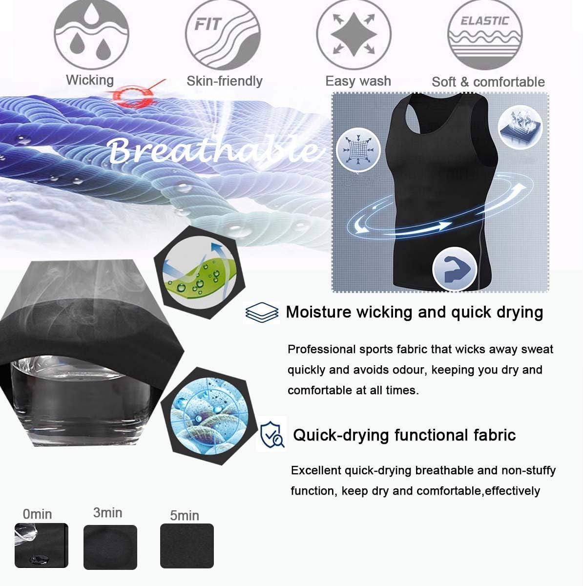 Men'S Tank Top Compression Shirts Athletic Workout Sleeveless Shirts Fit Slimming Body Shaper Vests Shapewear