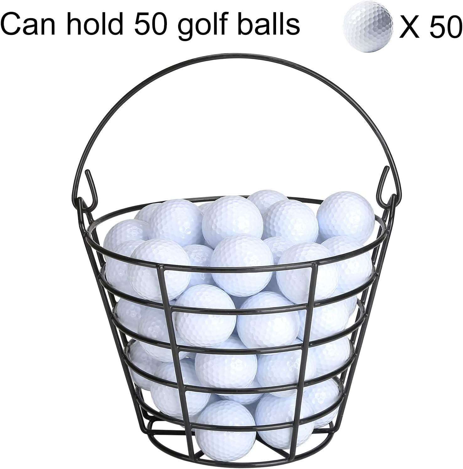 ENERKEEN Golf Ball Basket - Metal Range Bucket with Handle, Holds 50 Balls, Ideal for Men and Kids, Golf Ball Storage Container (Balls Not Included) image number 6
