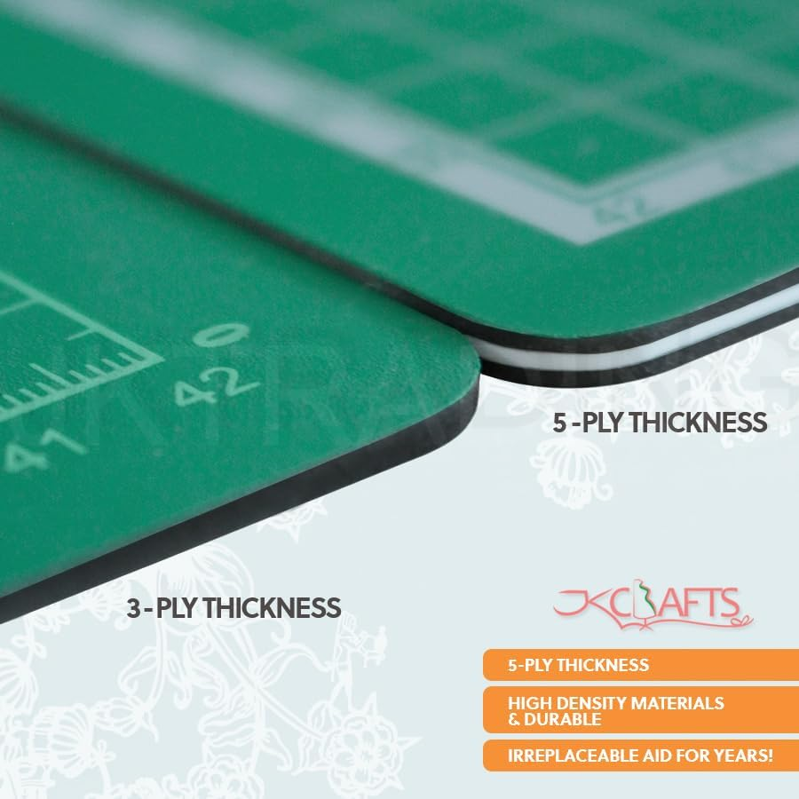 Self Healing Cutting Mat A1-60X90Cm, Improved PVC, 5Ply, 2 Side Prints, Metric and Imperial, Green - Cutting Mats for Crafts, Quilting - Large Cutting Mat for Sewing, Rotary Cutting Mat image number 2