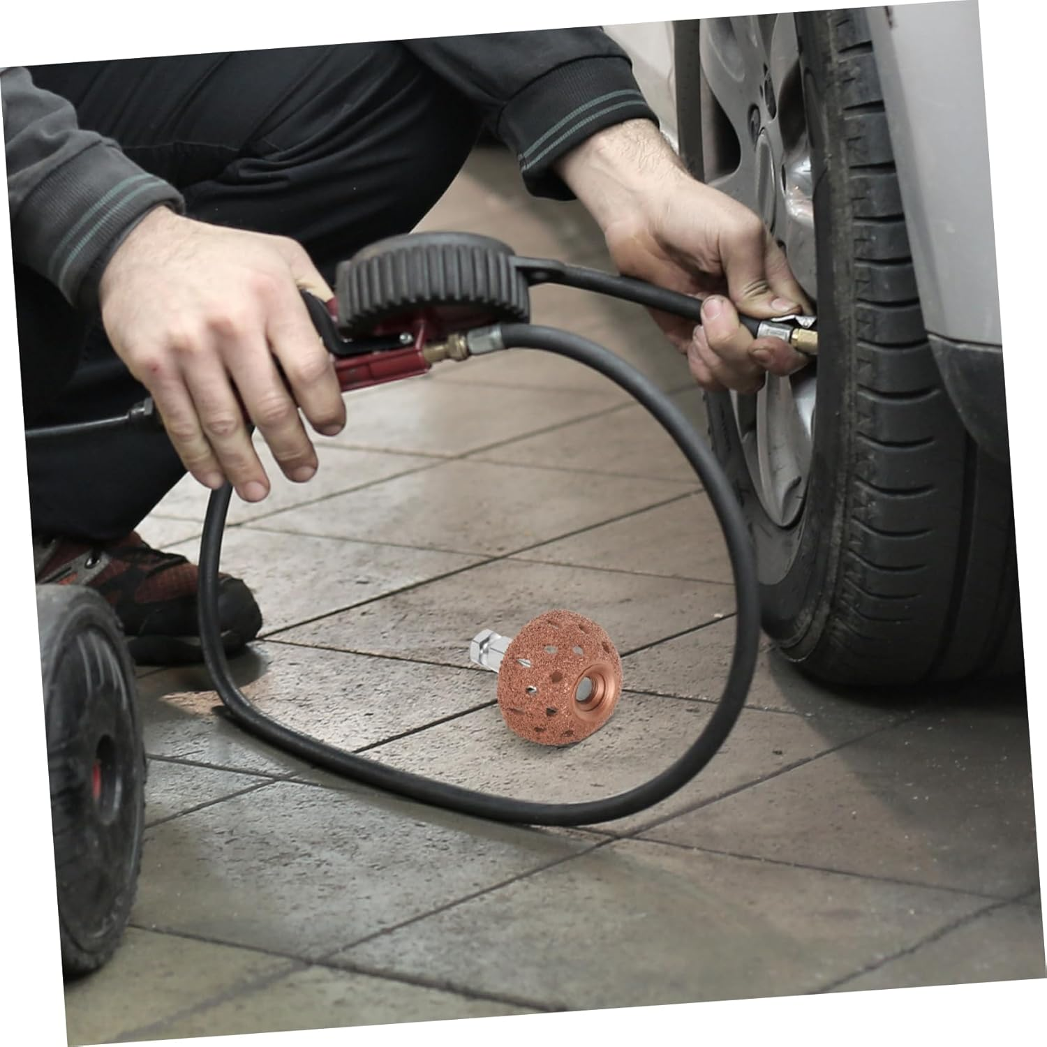 HEALEEP Buffing Wheel with Linking Rod 38Mm Bowl Grinding Head Tire Buffer Low Speed Rod 2Pcs Auto Tire Repair Kit for Automotive Wheels and Tyre Maintenance