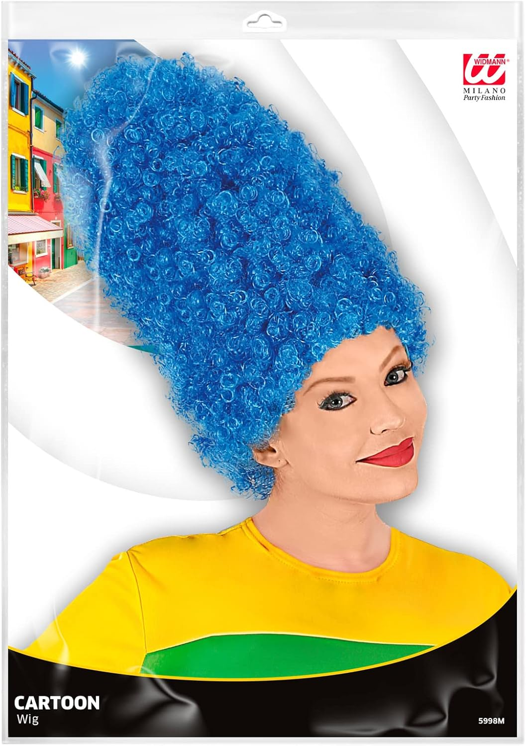 Widmann 5998M &ndash; Wig Cartoon, Blue, Comic, Tower Hairstyle, Theme Party, Carnival image number 4