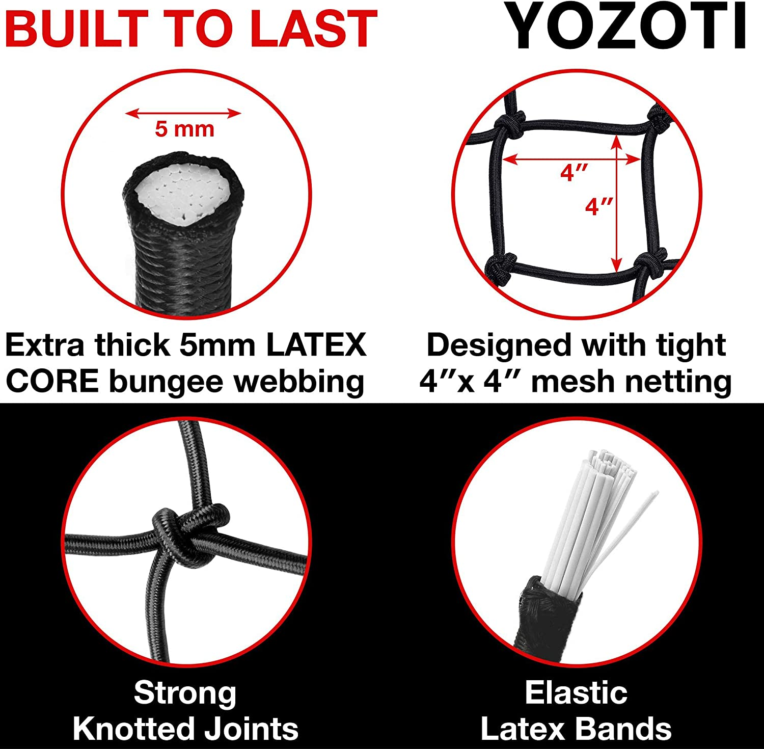 YOZOTI Roof Rack Cargo Net for Cars & Suvs - 3' X 4' Stretches to 6' X 8'- Small Cargo Net for Pickup Truck Bed W/ 12 Metal Carabiners, Compatible with Nissan Frontier, Toyota Tacoma & Chevy Colorado image number 6