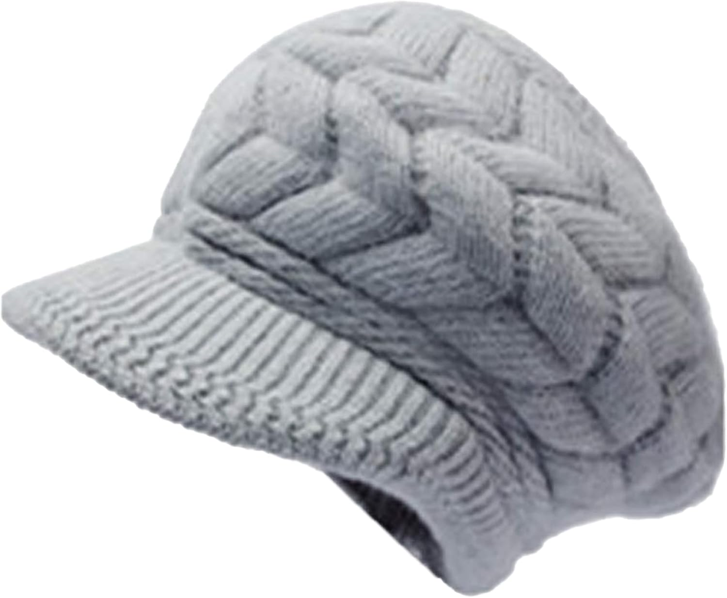 Womens Winter Hat with Brim, Beanie with Warm Fleece Lined & Visor for Women Wool Knit Newsboy Cap S-Y-H4 image number 6