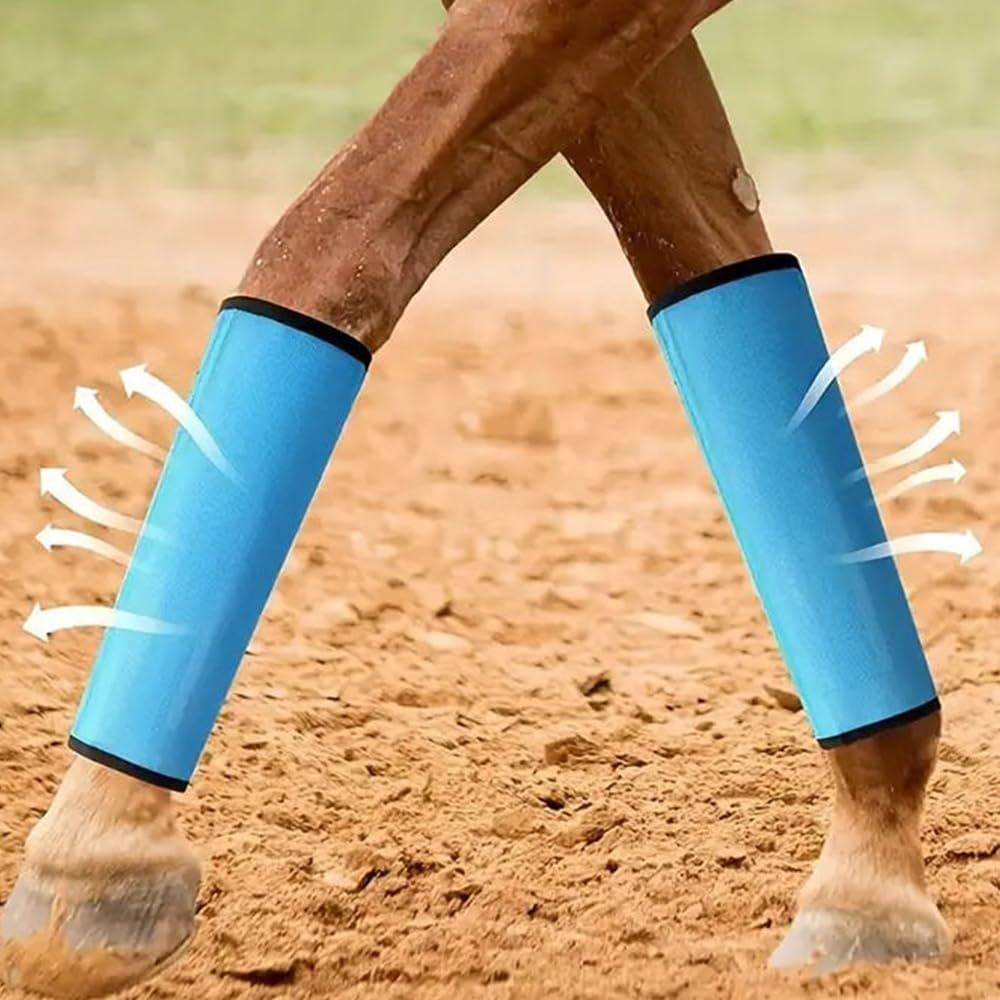 Set of 4 Horse Leggings Fine Mesh Horse Fly Boots Breathable Horse Boots Leg Wraps Provide Protection for Your Horse against Horsefly Protect Horses Leggings Breathable Soft (Blue, Horse Boots Leg) image number 6