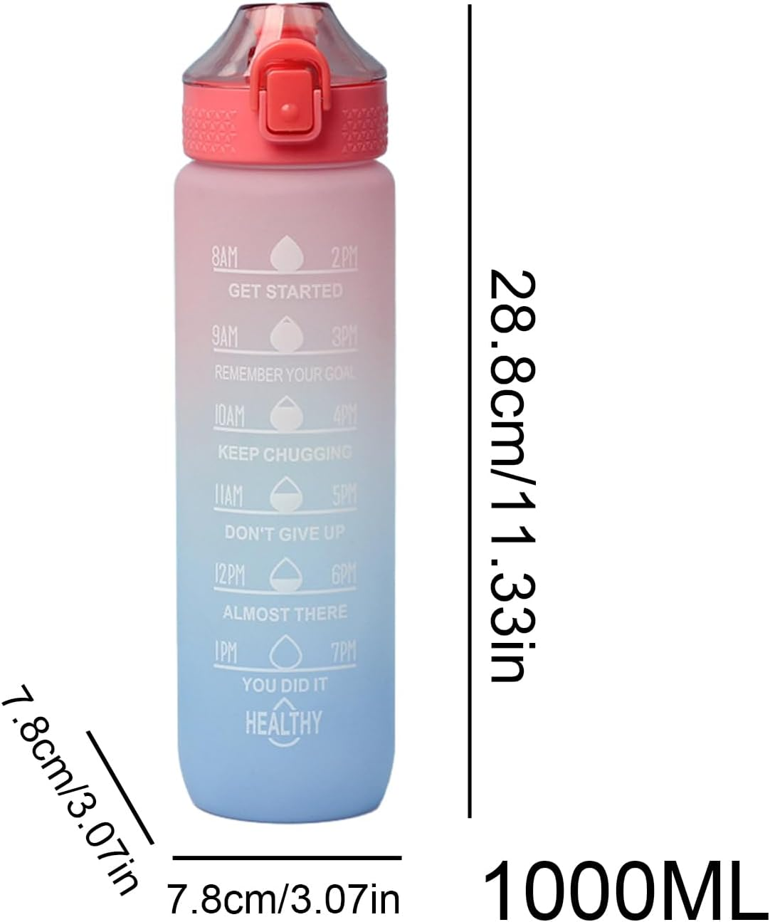 Daily Water Intake Bottle | Time Marker Gym Drinking Jar,1000Ml Portable Water Container with Handle, Motivation Bottle for Fitness Sports image number 4