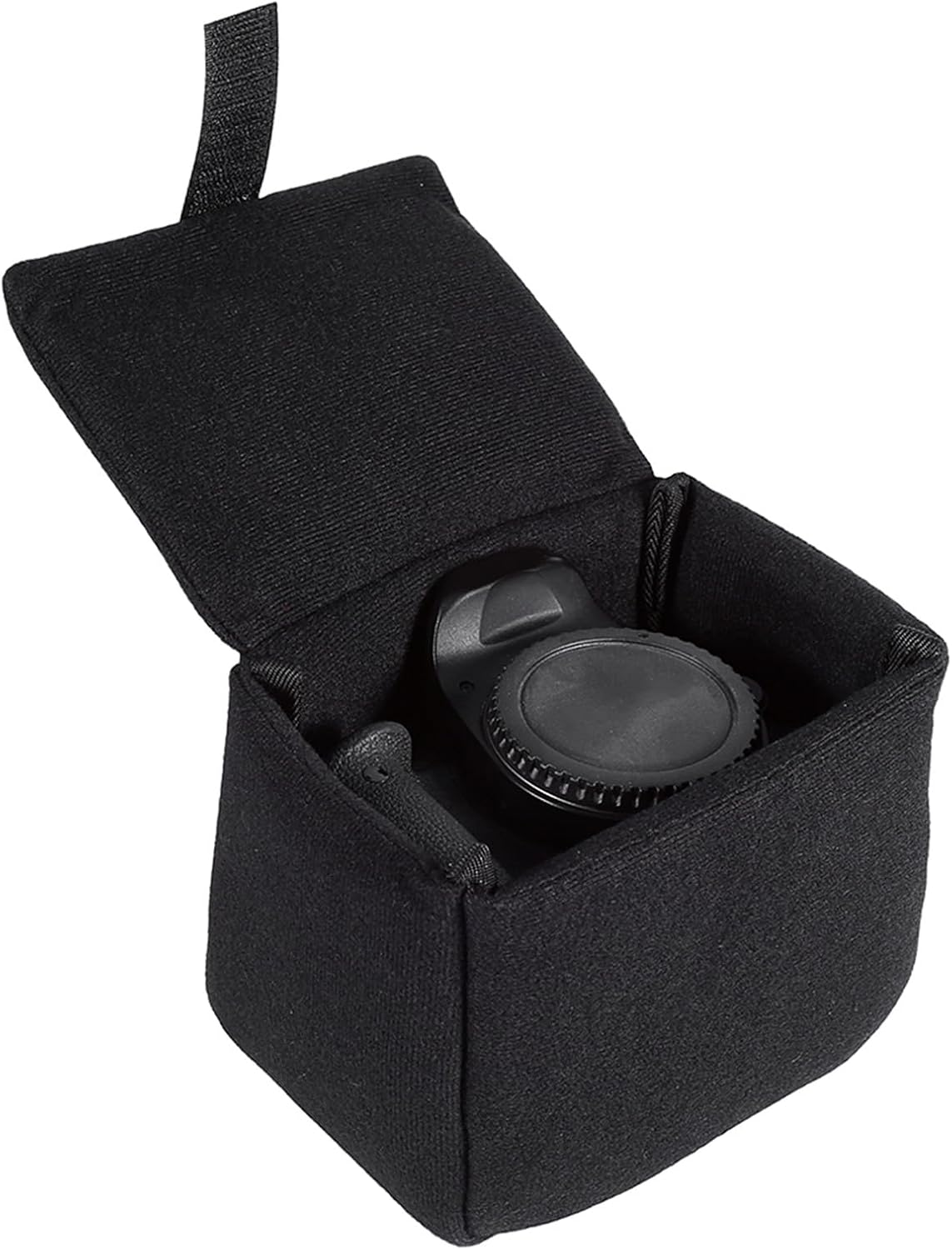 Camera Bag Insert with Velvet Interior, Removable Dividers, Shock Protecte, Hooks Loop Closure (Black)