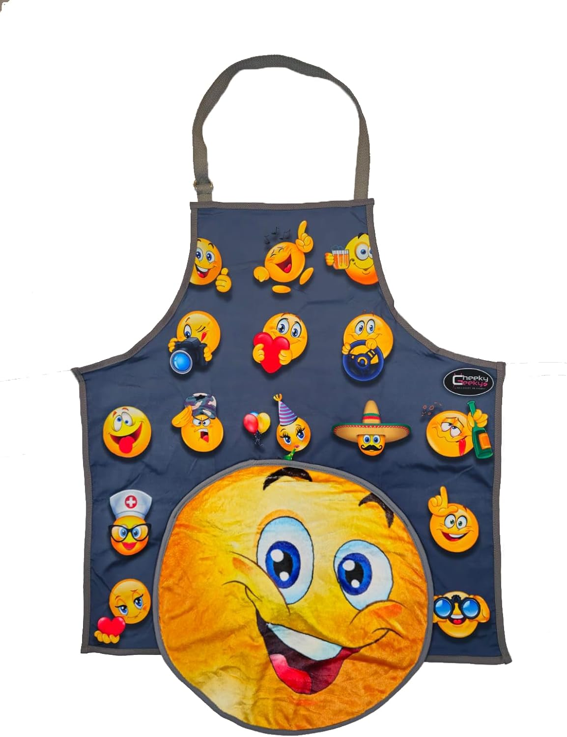 Cheeky Geeky &ldquo;Eggplant&rdquo; Funny Emoji Aprons for Women & Men &ndash; Durable Party Chef Apron with Plush Surprise, Hilarious French Maid, Waterproof & Adjustable Kitchen, Work, Painting & BBQ Apron image number 4