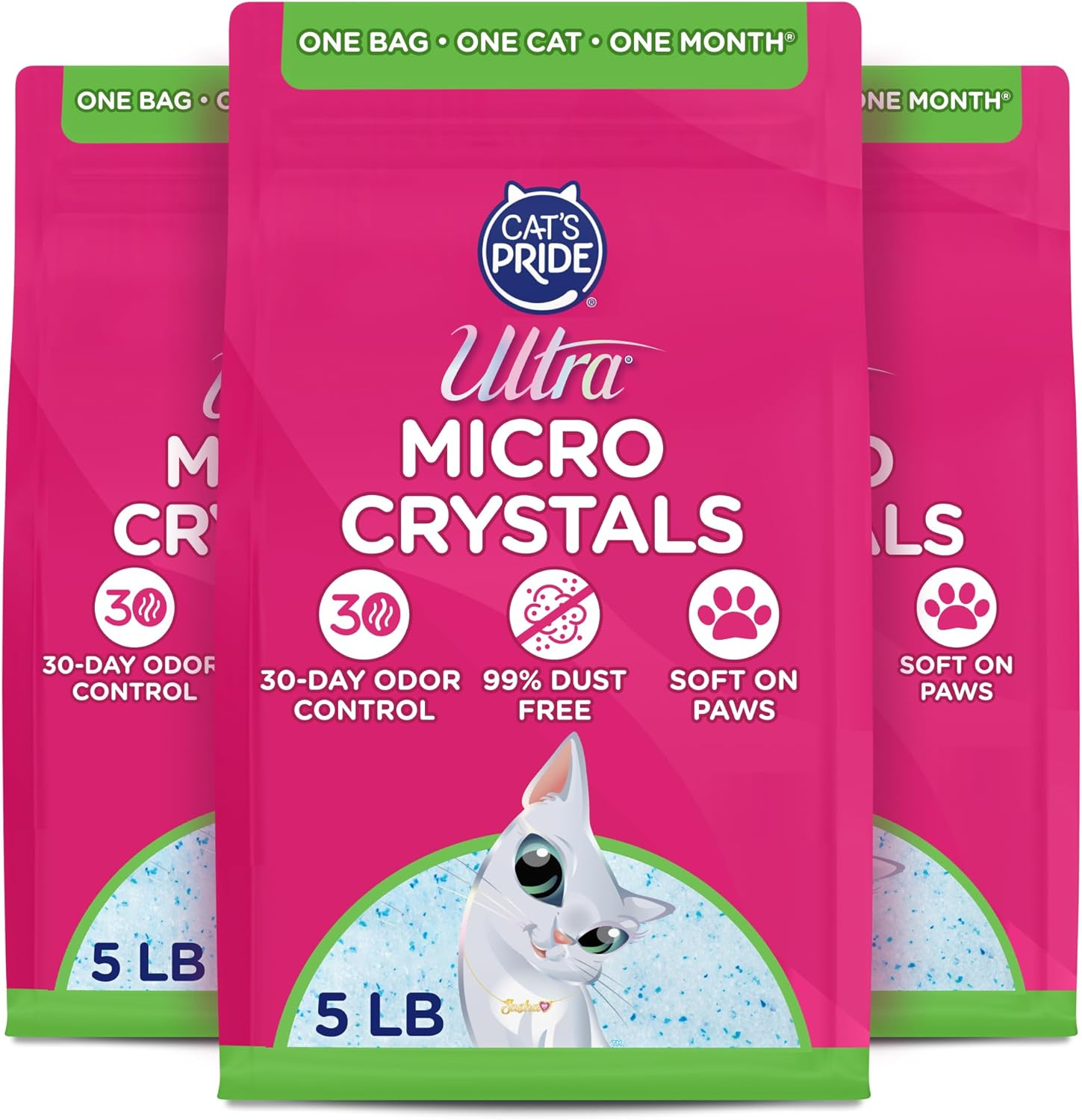 Ultra Micro Crystals Premium Cat Litter - 99.9% Dust Free, Soft on Paws, Fragrance Free - 15 Lbs. Total (3Pk of 5 Lbs.) image number 2