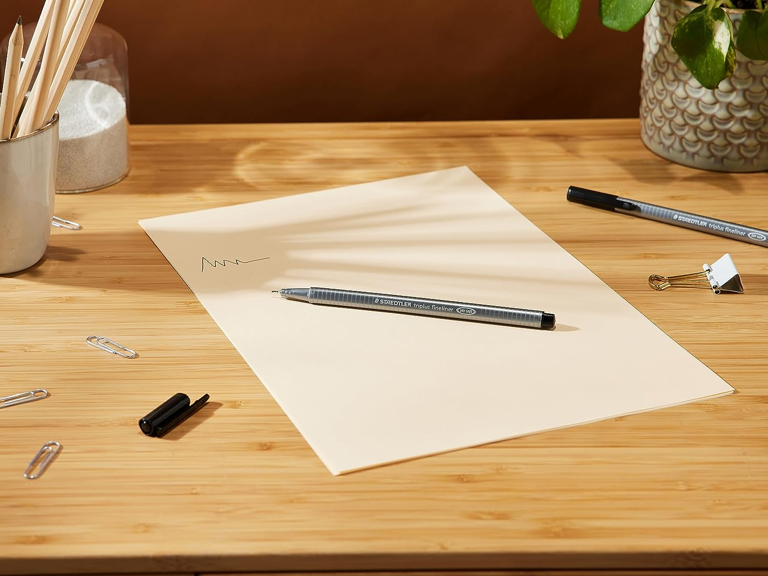 STAEDTLER Triplus 0.3Mm Fineliner 2 Pack, Black, 334-9 BK2D, Ergonomic Triangular Shape, DRY SAFE, Water-Based Ink, Washes Easily Out of Most Textiles, PP Barrel Guarantees Long Service Life image number 5