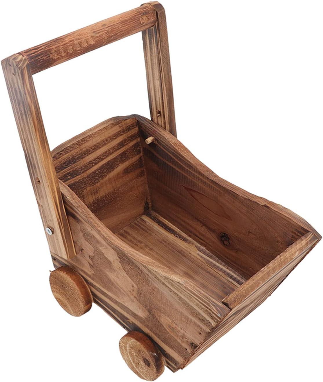 Gernie Rustic Cedar Wood Planter, 9.25X6.3X6.3Inch Wheelbarrow Style, Indoor/Outdoor, Green, Flower Pot Wooden Cart image number 6