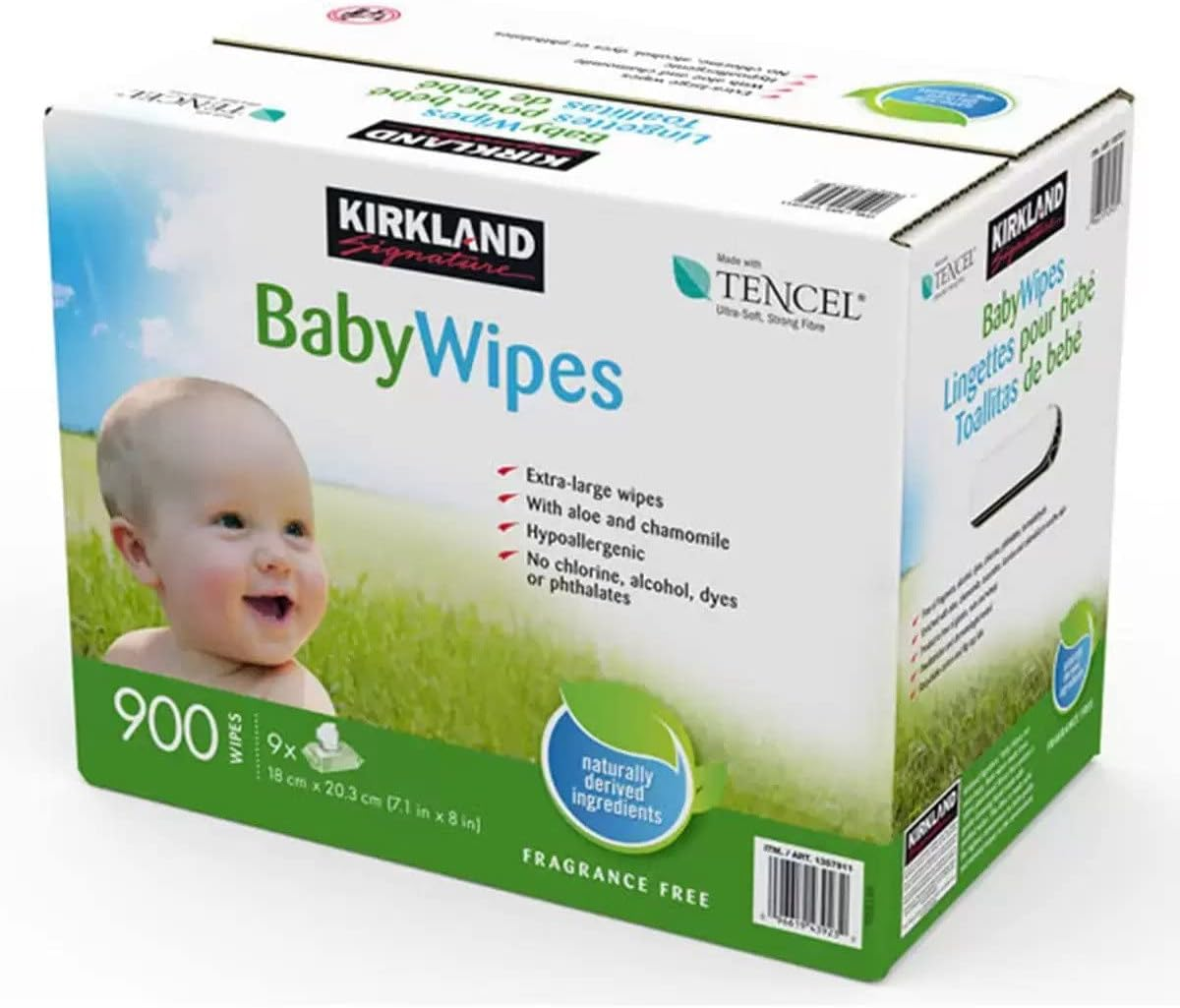 Kirkland Signature Tencel Baby Wipes - Pack of 9 X 100 Wipes