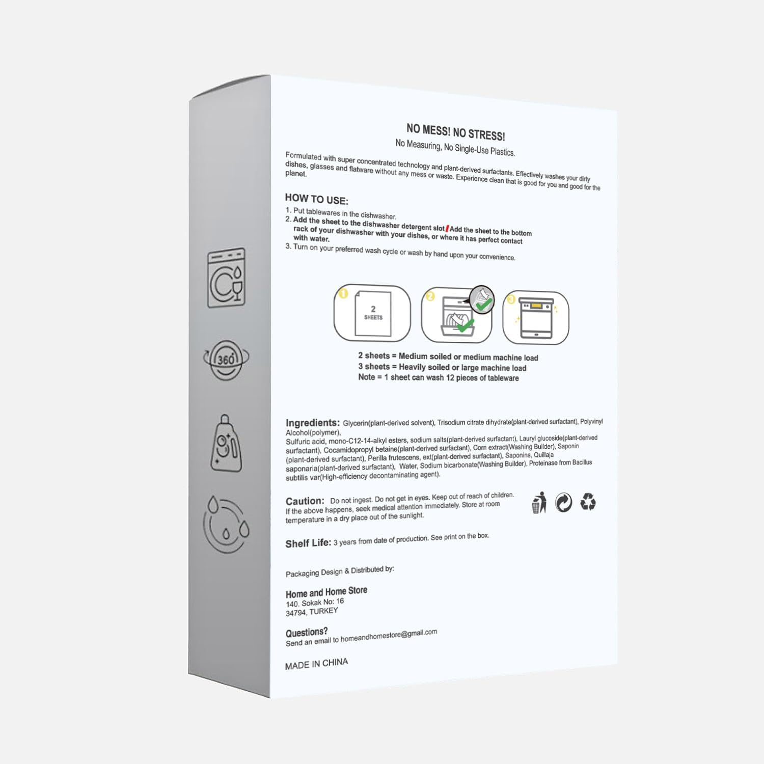 Eco Friendly Dishwasher Detergent Sheets - 40 Rinse Tabs Solid Enzyme - Plastic Free Plant-Based Zero Waste Dishwashing Dish Liquidless Soap Pods Aid Washer Tablets Kitchen Powder Travel image number 6