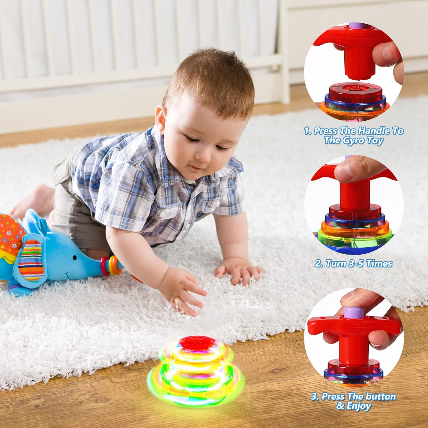 TOYANDONA 3Pcs Spinning Top, LED Light up Flashing Music Spinning Top Party Favors for Kids image number 6