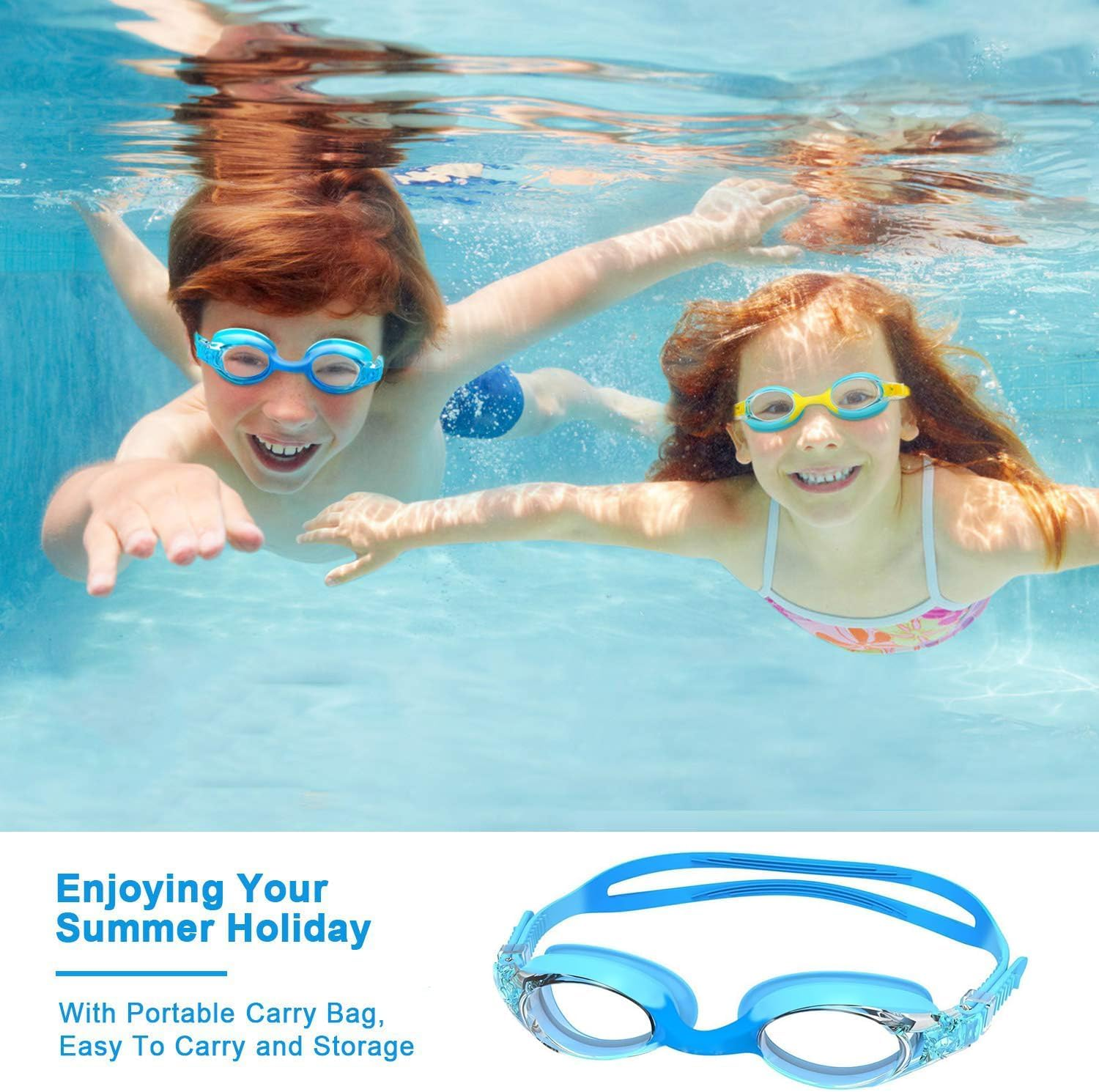 Kids Swimming Goggles, Water Pool Goggles, Toddler Swim Goggles No Leaking anti Fog for Boys Girls, Swimming Goggles with UV Protection (Age 3-12) image number 5