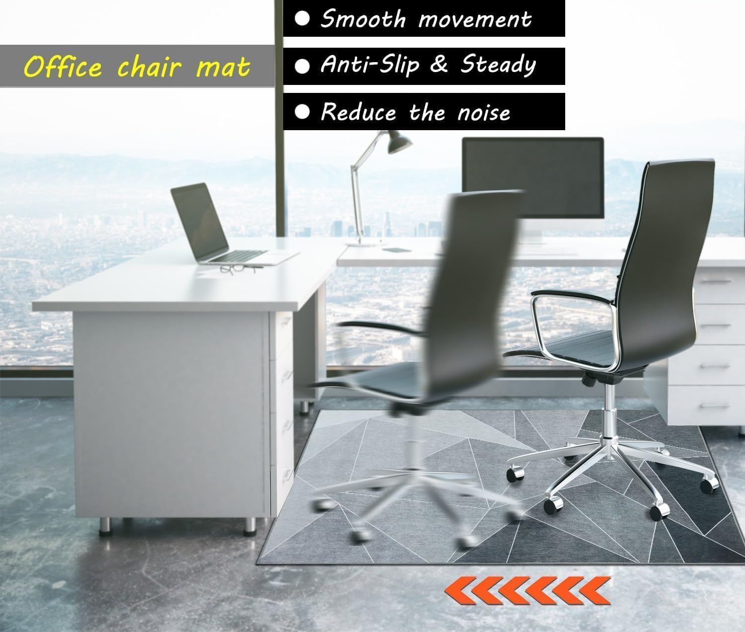 Office Chair Mat for Hardwood Floor, 100 * 120 Cm Office Rug Easy to Move, Floor Mat for Chair Rolling Chair Mat Office Home Anti-Slip Desk Chair Mat, Office Chair Mat for Hard Floor Black Grey image number 3