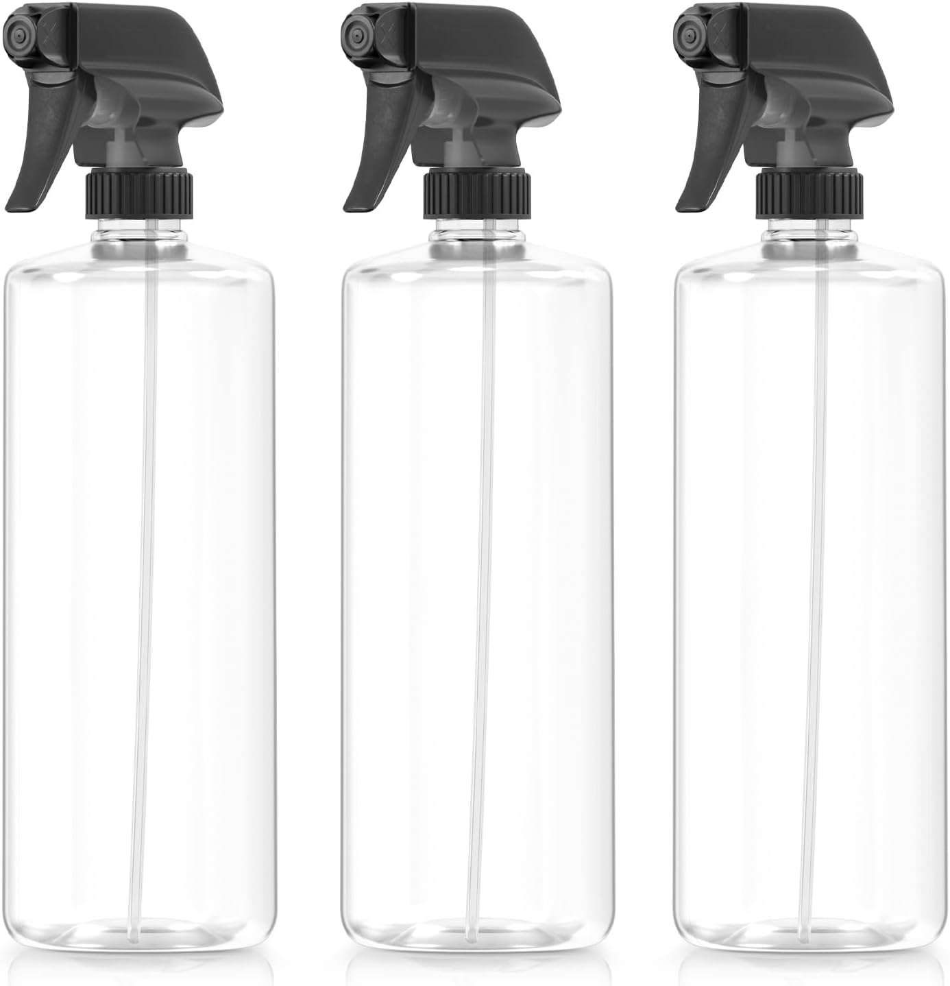 BAR5F Plastic Spray Bottle, BPA Free PETE1, 32 Ounce, Crystal Clear, N7 Sprayer - Spray/Stream/Off (Pack of 3) image number 3