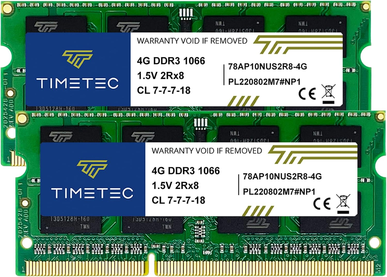 Timetec 8GB Kit(2X4Gb) DDR3 1066Mhz PC3-8500 Non-Ecc Unbuffered 1.5V CL7 2Rx8 Dual Rank 204 Pin SODIMM Laptop Notebook PC Computer Memory RAM Module Upgrade (8GB Kit(2X4Gb)) image number 1