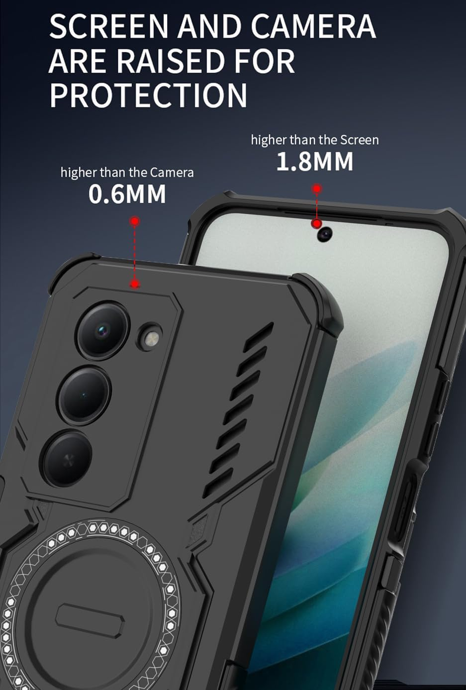 DEDUX Case for Xiaomi Redmi 15 5G Protective Case, Mobile Phone Case Tough Armor Robust PC with Magnetic Ring + Shockproof TPU Compatible with Xiaomi Redmi 15 5G Case Cover. Blue image number 6