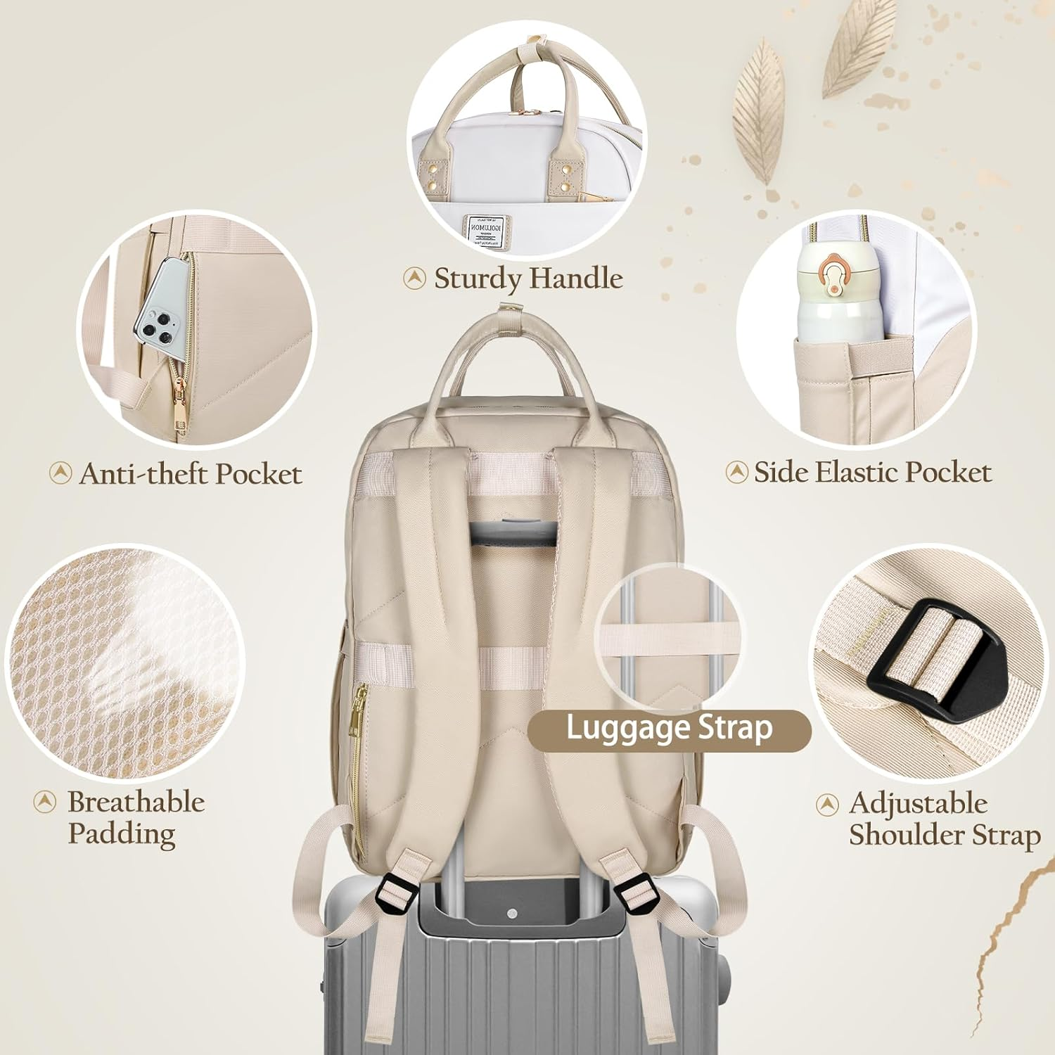 IGOLUMON Backpack for Women 15.6 Inch Laptop Backpack Work Business Backpacks Purse Waterproof College Carry on Backpacks image number 6