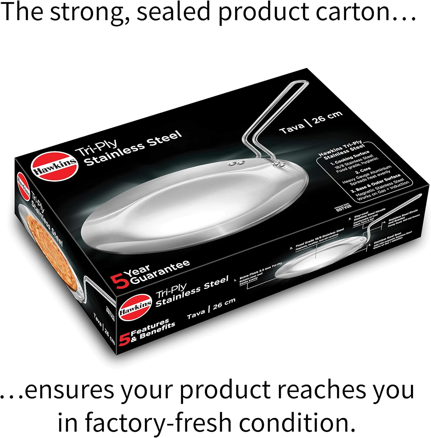 Hawkins Tri-Ply Stainless Steel Tava, 26 Cm Diameter image number 6