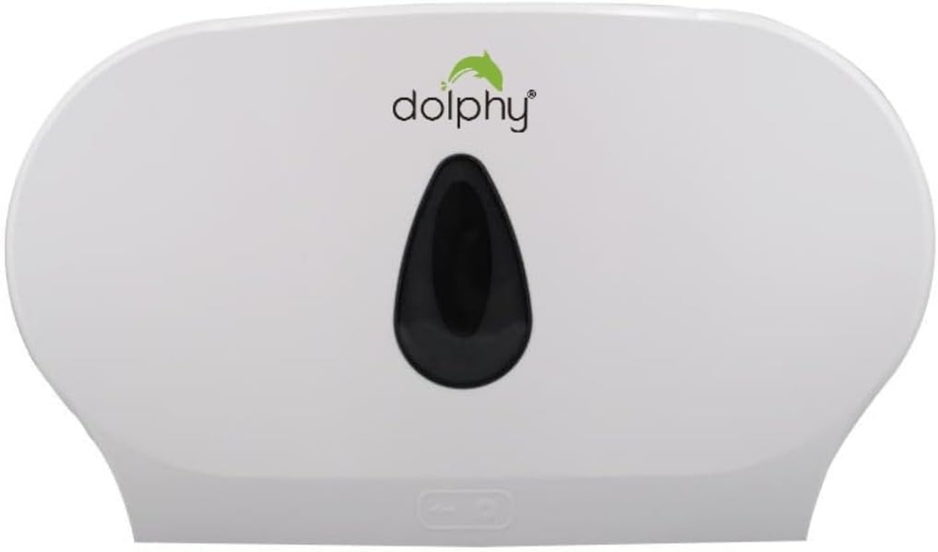 Dolphy Twin Jumbo Toilet Roll Dispenser &ndash; White, Wall Mounted ABS, Dual Roll Holder, Durable & Hygienic Design, Ideal for High-Traffic Residential & Commercial Bathrooms