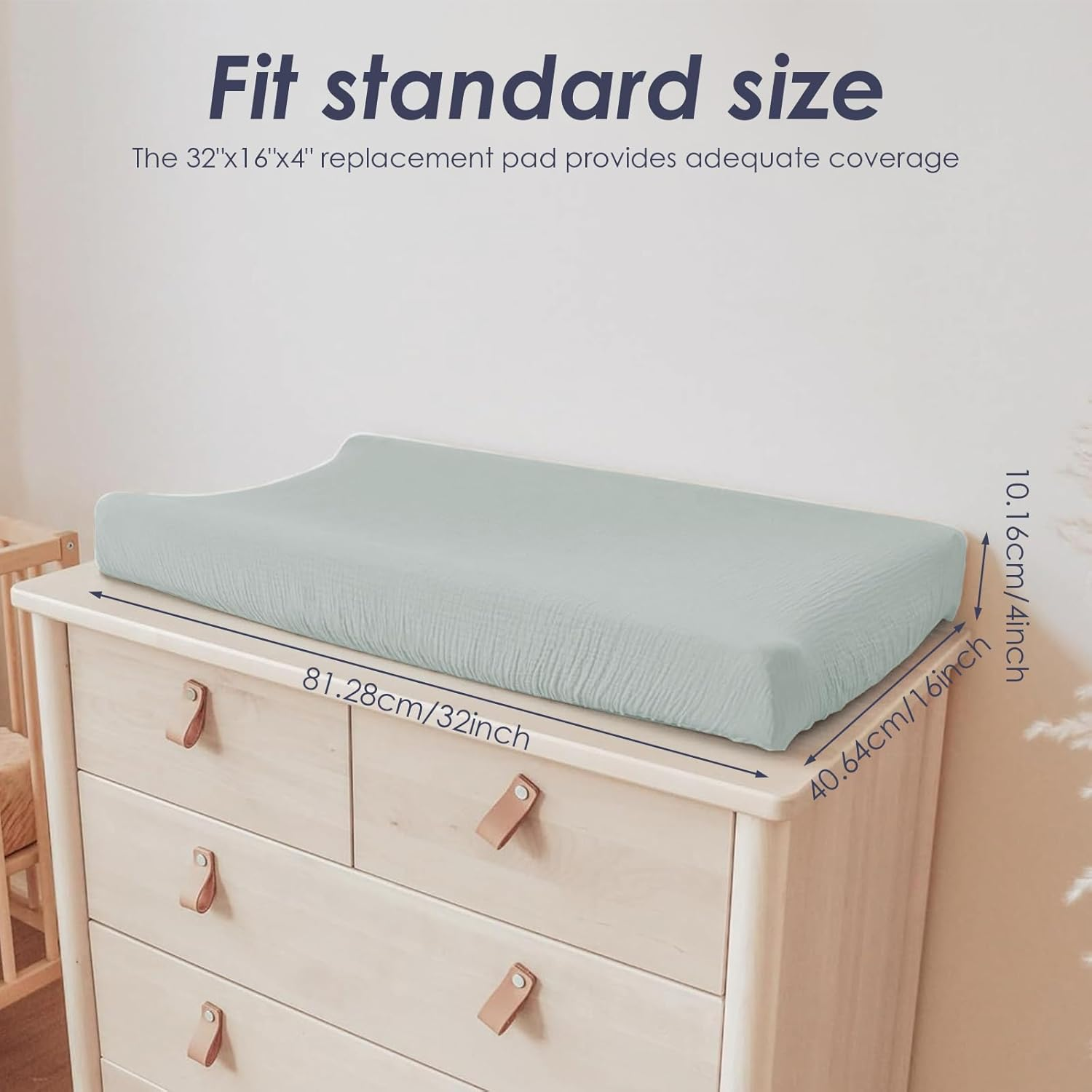 Awobepl 2Pcs Changing Pad Cover Cotton Diaper Changing Pad with Elasticated Straps Soft Breathable Changing Pad Cover Suitable for Travelling (Style 3) - Style 2 image number 6