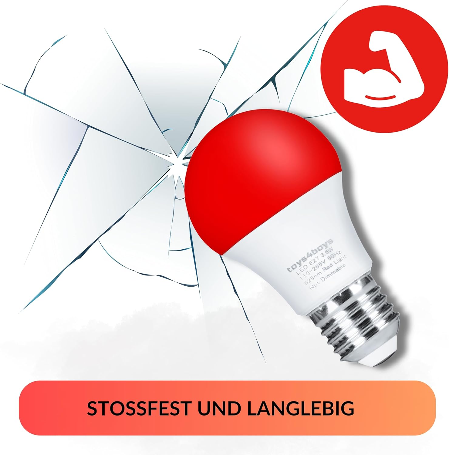 Toys4Boys Red LED Bulb E27 Pack of 2 &ndash; Creates Calm with Melatonin Red Night Light &ndash; LED Bulb E27 Friendly with Eyes &ndash; Warm Lighting No Flicker 3.5 W image number 4