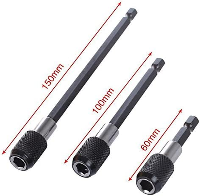 QISF Extension Bar Hex Shank Socket Adapter Drill Bit, 3Pcs Impact Socket Square Nut Driver Bit + 3Pcs 1/4 Hex Shank Screwdriver Bit Holder + 1Pcs 1/4 Hex 105 Degree Right Angle Drill Attachment image number 3