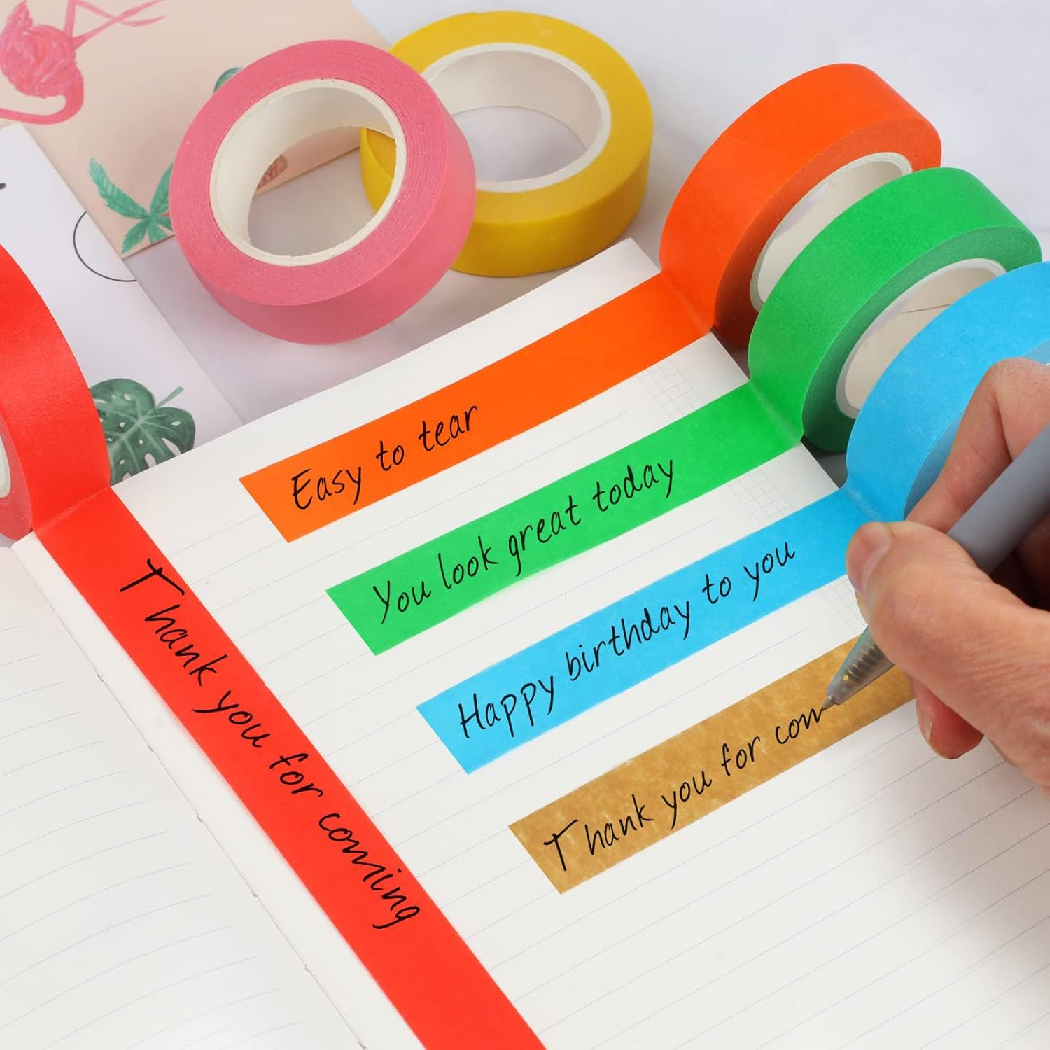 Colored Masking Tape - 12Pcs DIY Decorative Stickers Tape, Painters Tape Rolls for Arts & Crafts, Labeling image number 5