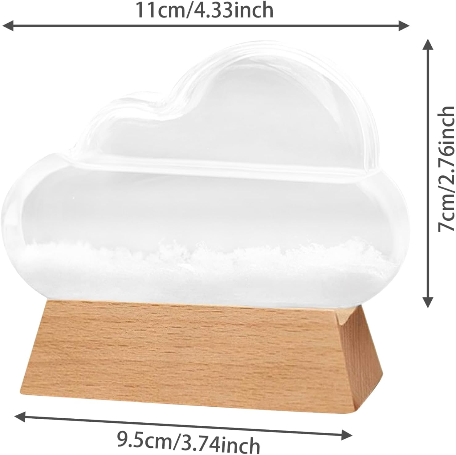 Storm Glass Weather Forecaster Cloud Shape Storm Glass Weather Predictor with Wood Base Decorative Home Weather Station Bottle Ornament for Office Home Decor Gift