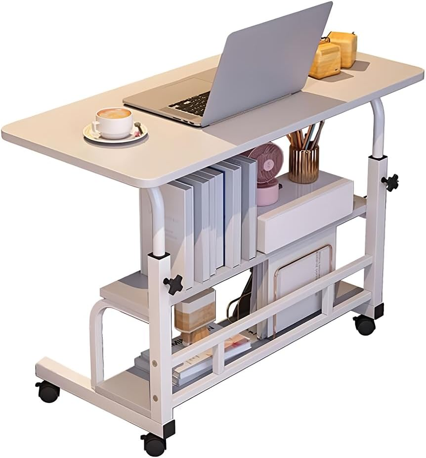 TOMVAES Adjustable Height Standing Desk, 3 Tiers Portable Laptop Computer Table, Stand up Table with Castor Wheel, Multifunctional Work Laptop Desks for Home Office