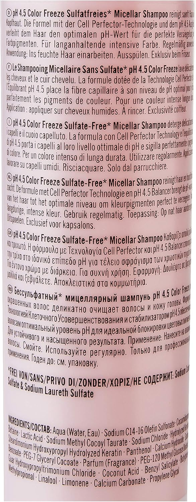 Schwarzkopf Professional Bonacure Color Freeze Ph 4.5 Micellar Sulfate Free Shampoo image number 3