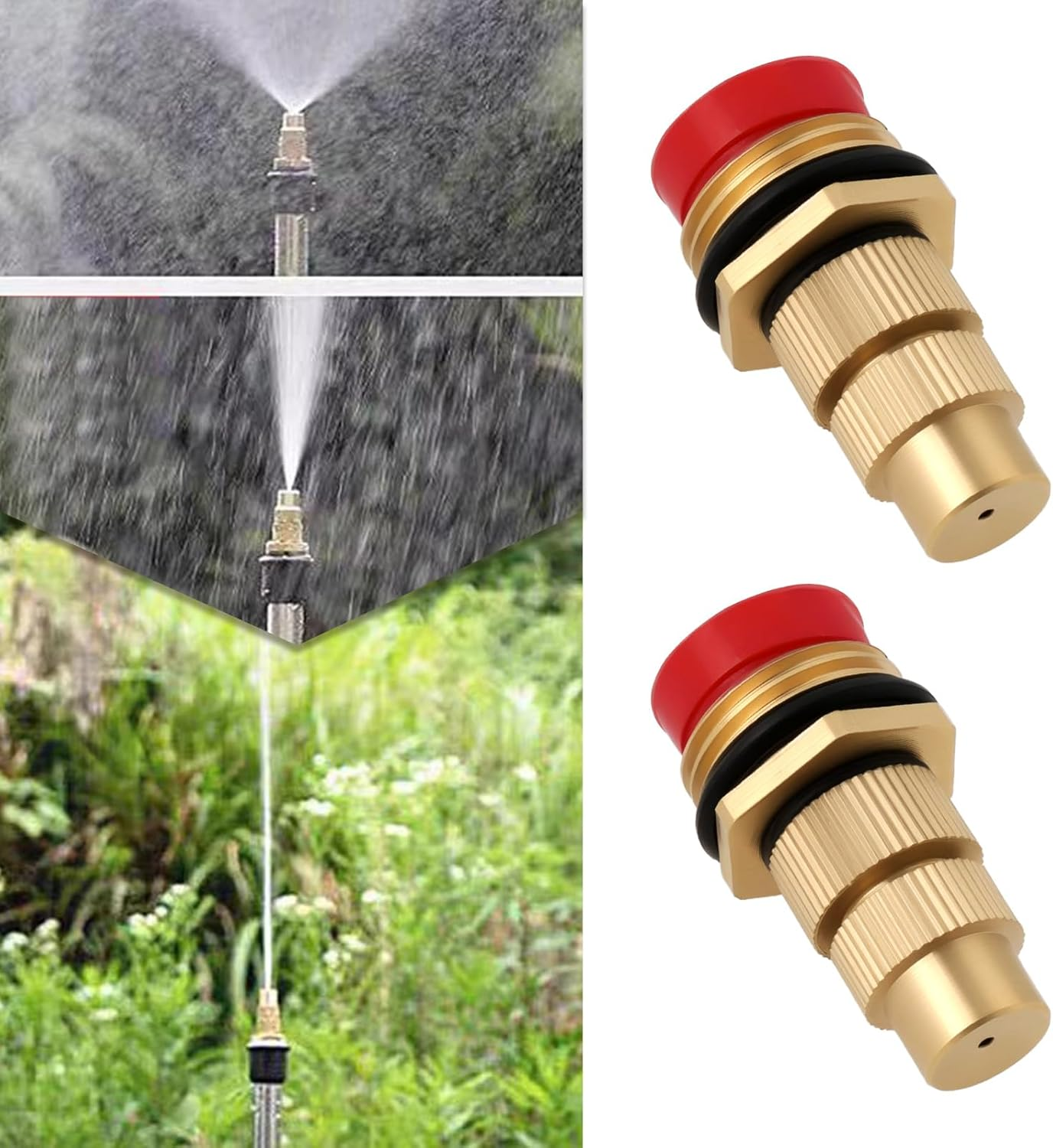 LT Easiyl 4Pcs Adjustable Brass Misting Nozzles G1/2 Inch (DN15) Mist Water Spray Sprinkler Suitable for Small Area Agriculture Lawn Fountain Misting Cooling Irrigation image number 3