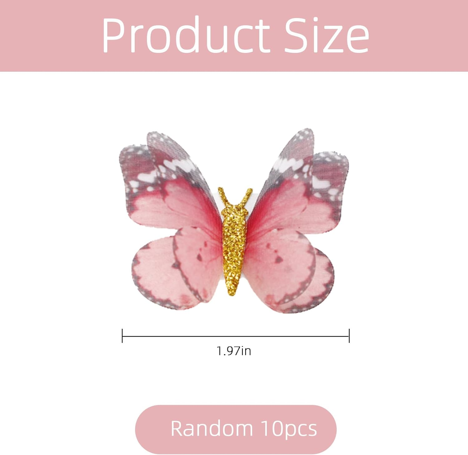 Pack of 20 Butterfly Hair Clips 3D Colourful Butterfly Hair Clips Sparkly Hair Accessories Butterflies Fairies Costume Accessories for Children Women Bride Wedding Birthday (10 Styles, 5 Cm) image number 1