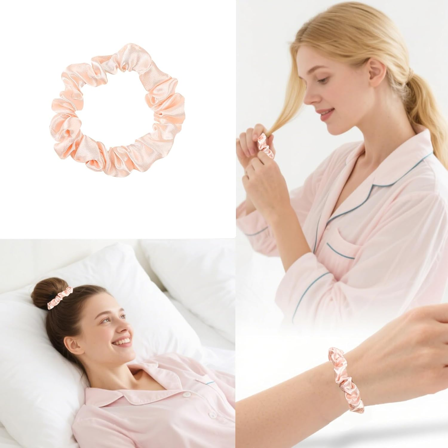 ONBPIY 12Pcs Silk Scrunchie Hair Ties Hair Accessories Silk Hair Ties Scrunchies Set for Women Girls Elastic Ponytail Holder image number 1