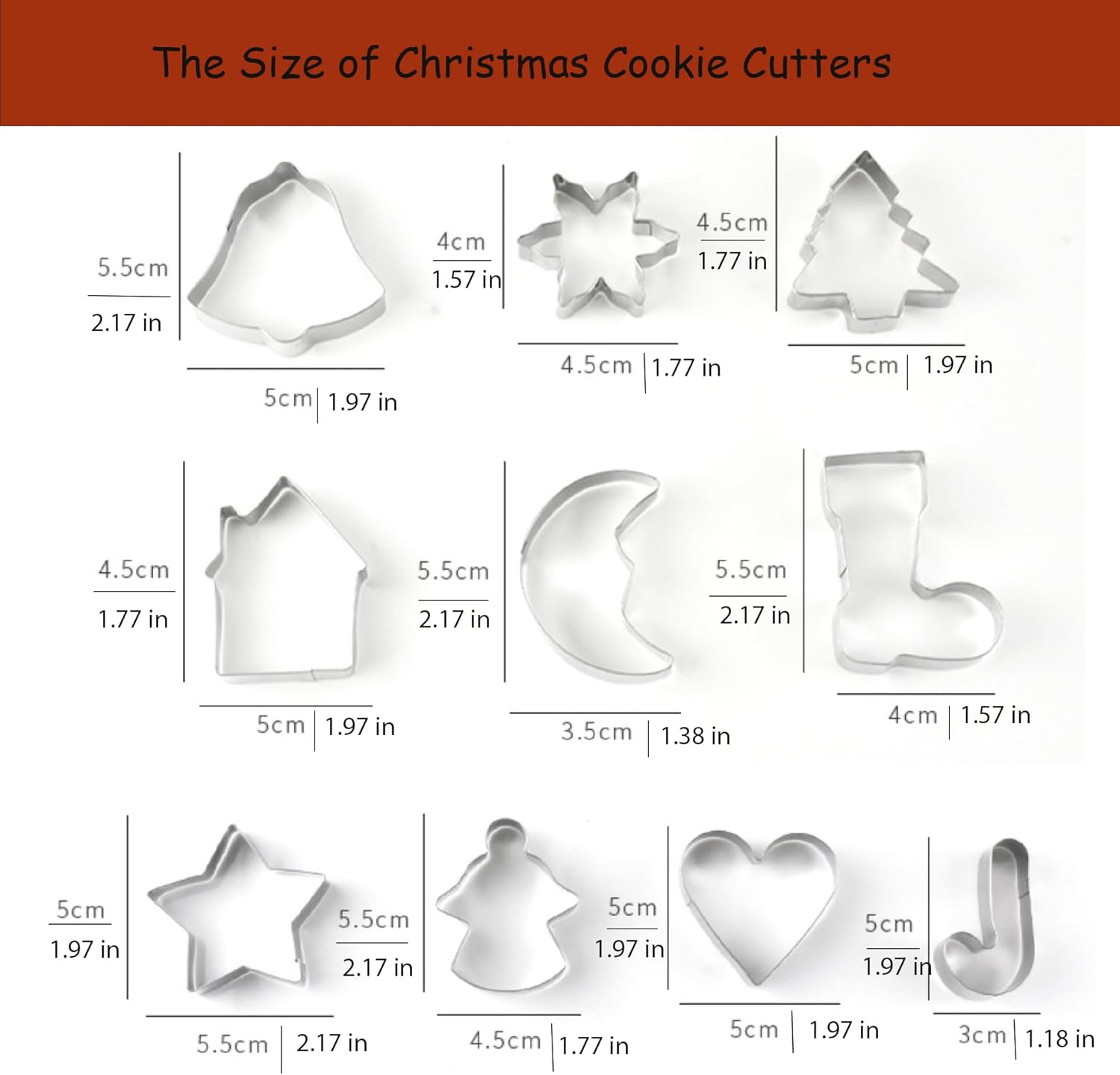 10 Sets Small Christmas Cookie Cutters,Christmas Tree Cookie Cutters for Kids,Christmas Deer, Christmas Socks, Christmas Bells, Christmas Snowman, for DIY Christmas Baking image number 4