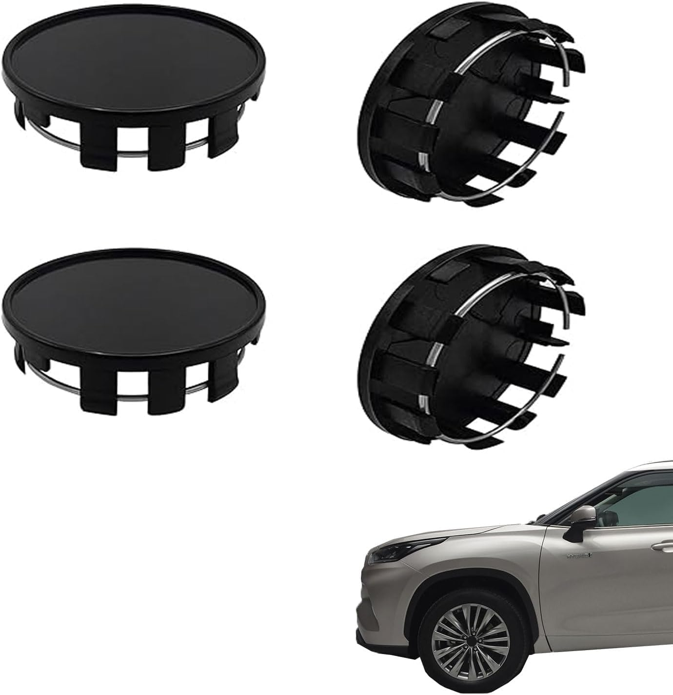 Car Wheel Hub Centre Caps, 4Pcs Universal Snap-In Rim Covers, Durable Snap-In Vehicle Rim Hub Caps, Car Wheel Centre Hub Caps Covers image number 1