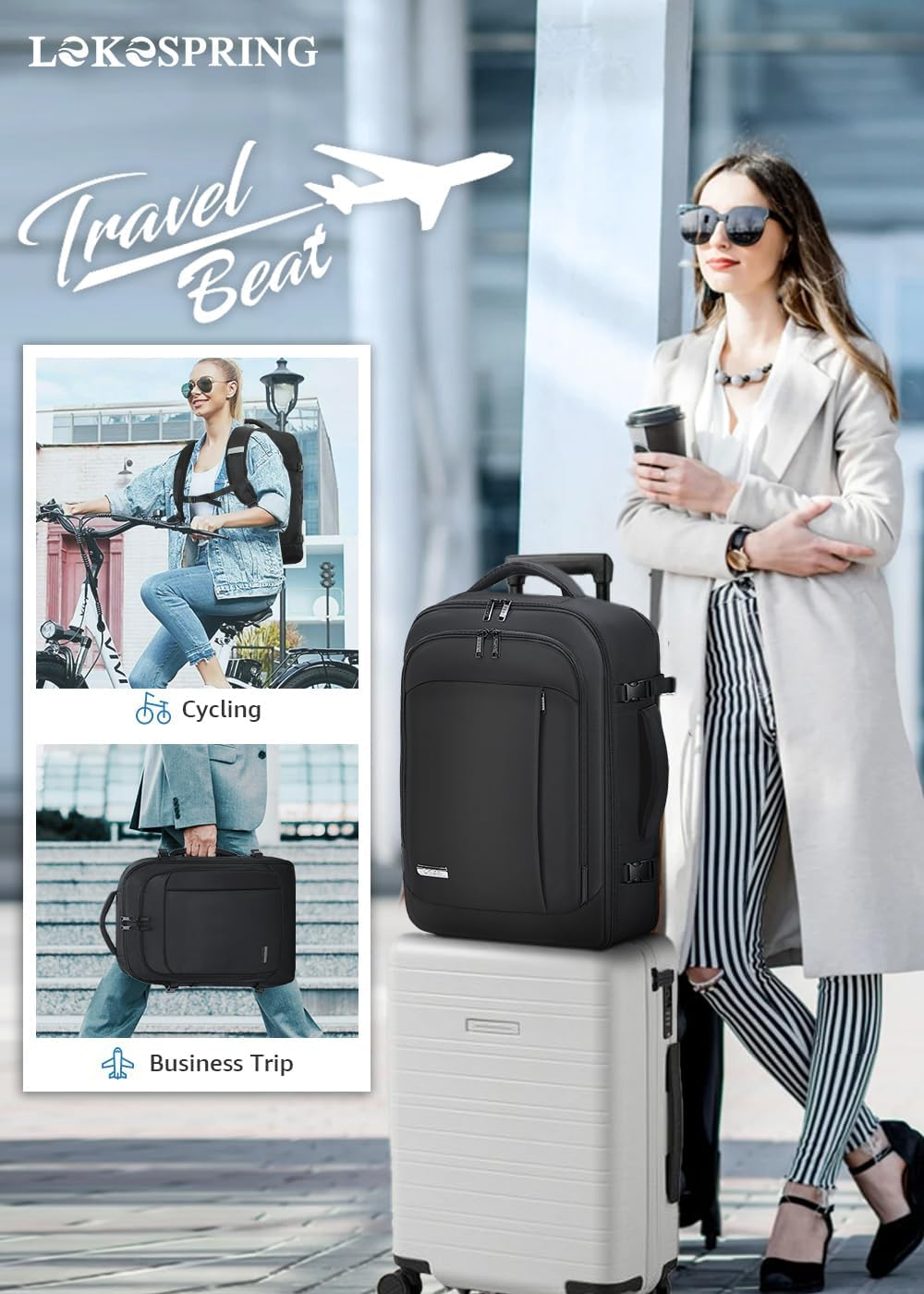 Handgep&auml;ck Rucksack 40X20X25 Cm F&uuml;r Ryanair, Reiserucksack Mit 6 Packing Cubes, Kabinentasche F&uuml;r Flugzeug, Business, Arbeit, Weekender & Kurztrip image number 5