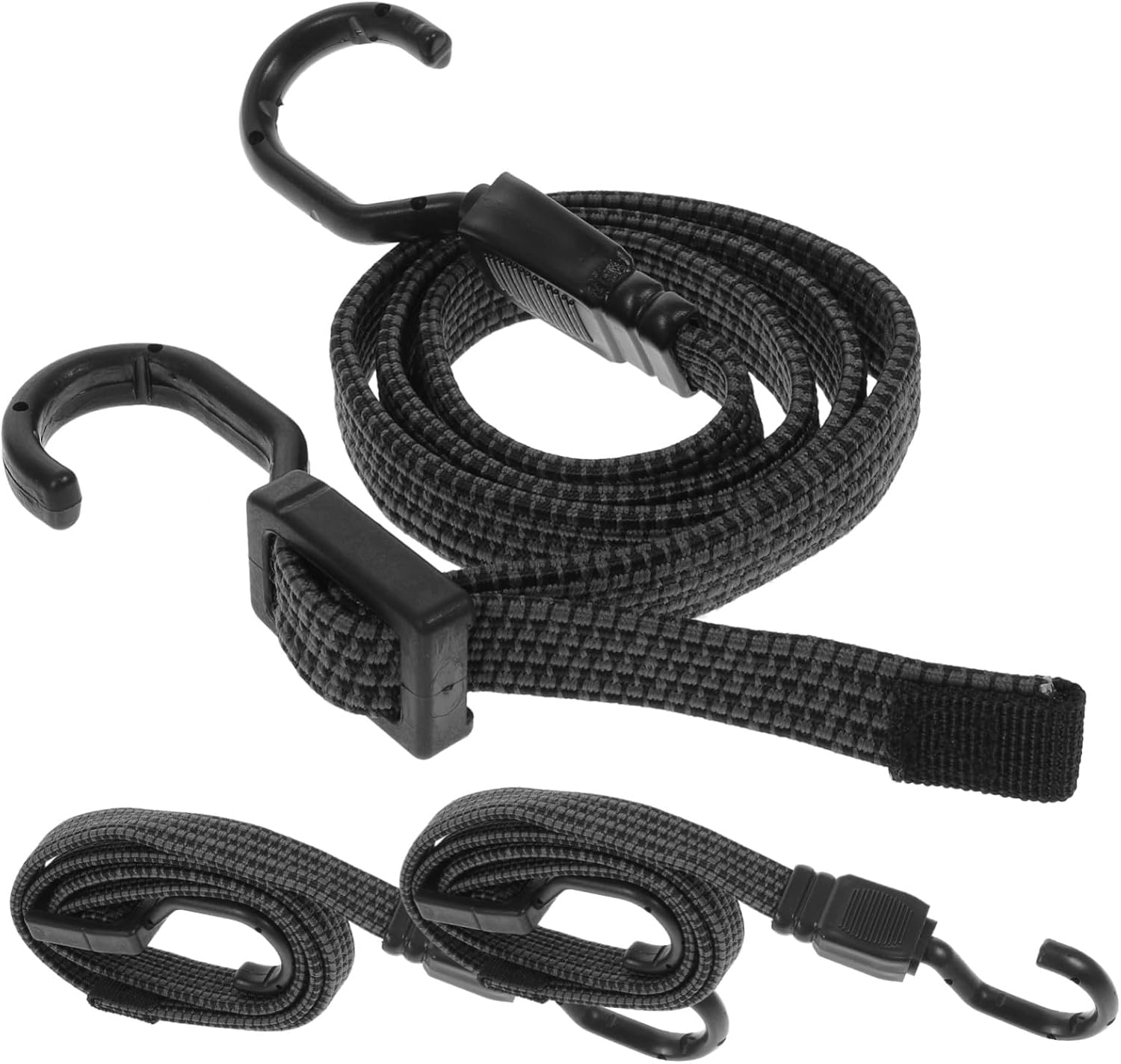 GRIRIW 3Pcs Adjustable Bungee Cord Straps with Hooks, Elastic Rubber Binding Rope 100Cm, Heavy Duty Luggage Tie down for Outdoor Camping, Travel, and Sports image number 4