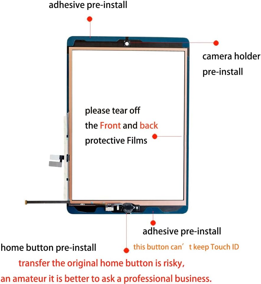 A-MIND for Ipad 9 10.2" 2021 Screen Replacement, for Ipad 9Th Generation A2602 A2603 A2604 A2605 Touch Screen Digitizer Glass Panel Lens Repair Kits(Not LCD) (Black,With Home Button) image number 5