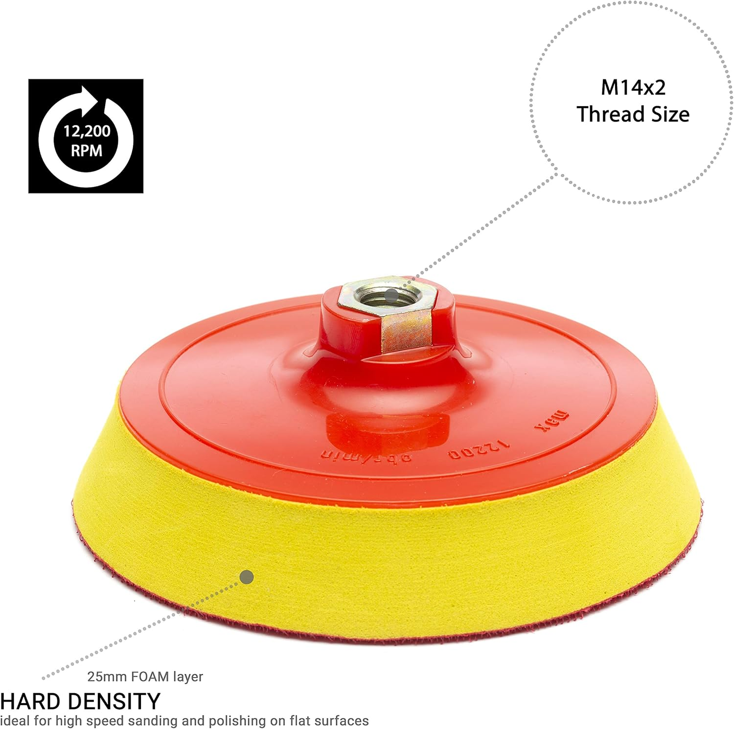 Glass Polish (150Mm) Buffing Backing Pad with M14X2 Thread for Rotary Polishing Machines - GP12637 image number 3