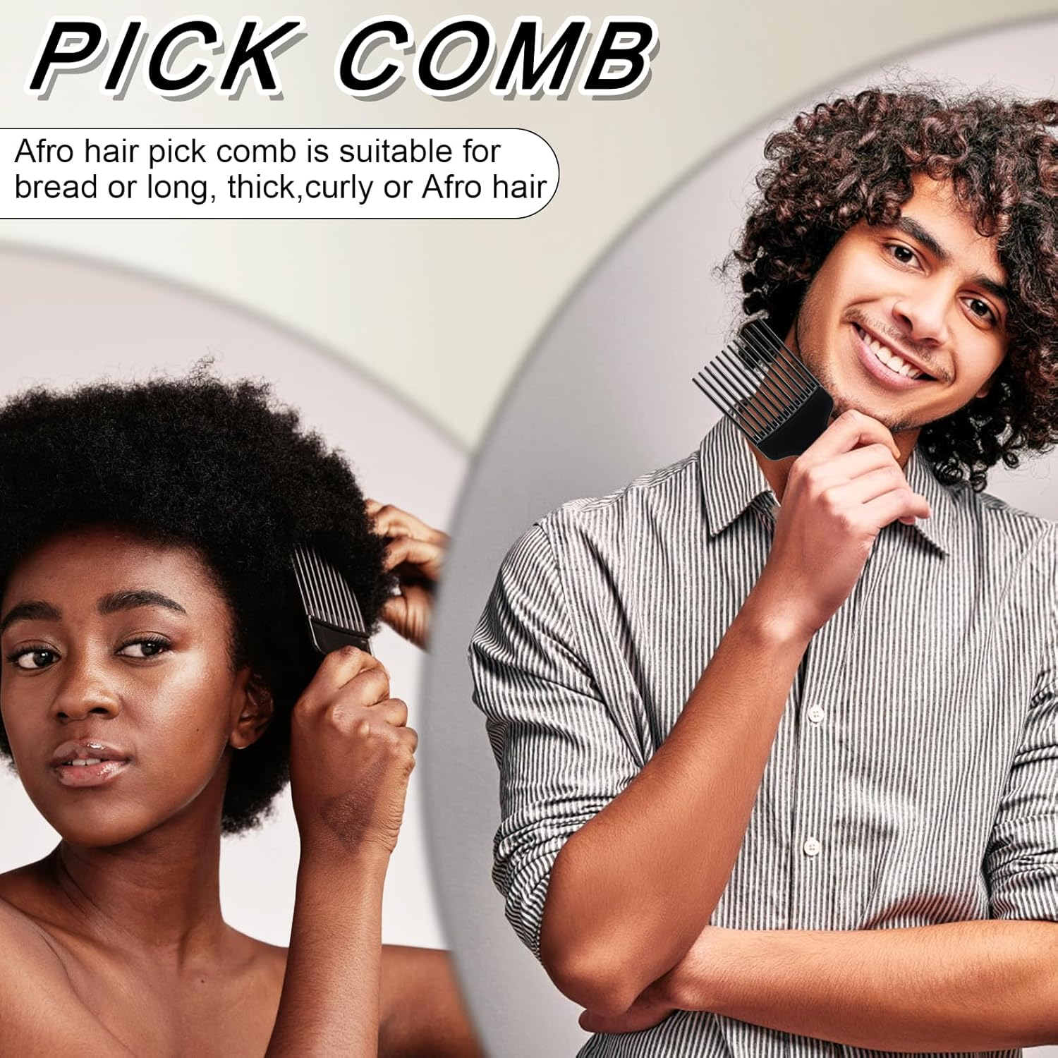 3PCS Wide Tooth Comb Afro Comb for Men Afro Hair Pick Men&rsquo;S Combs for Hair Detangling Comb for Curly Hair Carbon Fiber, 3 Piece image number 4