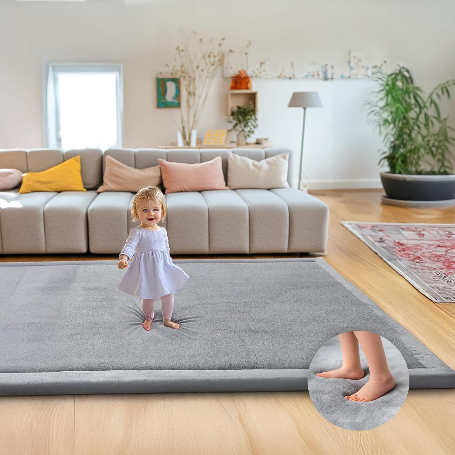 Kids Baby Play Mat, 3Cm Thick Tatami Muscle Mat, Extra Thick Foam Mat for Kids in Tatami Mat Ideal for Crawling, Tummy Time Childrens Playroom Decor, 150 * 200Cm image number 1